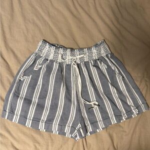 Striped Blue and White Women's Shorts